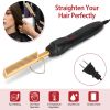 Electric Heating Hair Comb PTC Ceramic Hair Straightener Curler Brush Hair Straight Styler Wet Dry Use w/ 3 Temperature Adjustment