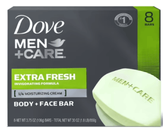 Dove Men+Care Extra Fresh Body and Face Bar, 4 oz, 8 Bar