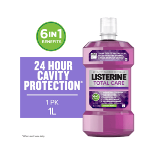 Listerine Total Care Anticavity Fluoride Mouthwash Oral Care, Fresh Mint, 1 L