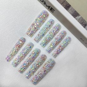 GGddsha 2025 Long Novel Design And Reusable HandmadePMMA Acrylic Press On Nails Full Coverage Candy 3D CrystaFake Nails With Box Gifts For Women, (Option: M)