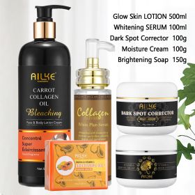AILKE Bleach Skin Care Cream for Face, Body, Underarms, Armpit, Knees, Elbows, With Collagen, Remove Dark Spot, Freckle, Melanin (Color: 5 in 1 Set)