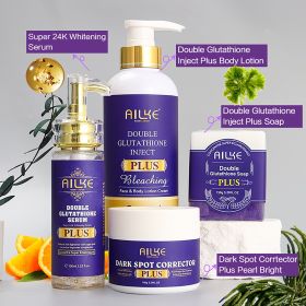 AILKE Glutathione PLUS Skin Care Set, Advanced Lightening Lotion, Moisturizes softens skin, Skin Glowing Range for Men Women (Color: 4 in 1 set)