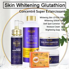 AILKE Double Glutathione Whitening Skin Care, Lightening, Remove Dark Spots, Skin Radiant, Moisturizing, Hydrating, Smooth (Color: 5 in 1 Set)